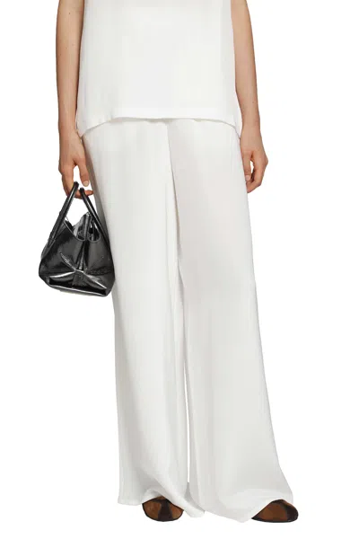 Max Mara Relax-fit Silk Trousers In White