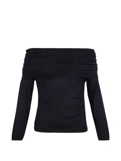 Max Mara Cashmere Off Shoulder Fitted Knit Top In Black