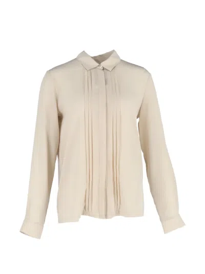 Pre-owned Max Mara Rennes Plissé Button-down Shirt In Neutral