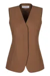 Max Mara Reno Single-breasted Vest In Brown
