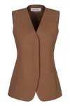 Max Mara Reno Single-breasted Vest In Brown