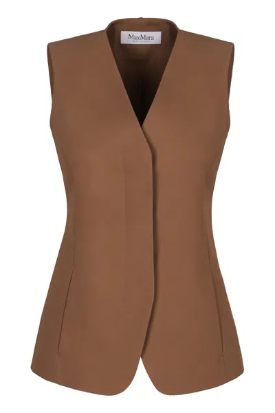 Max Mara Reno Single-breasted Vest In Brown