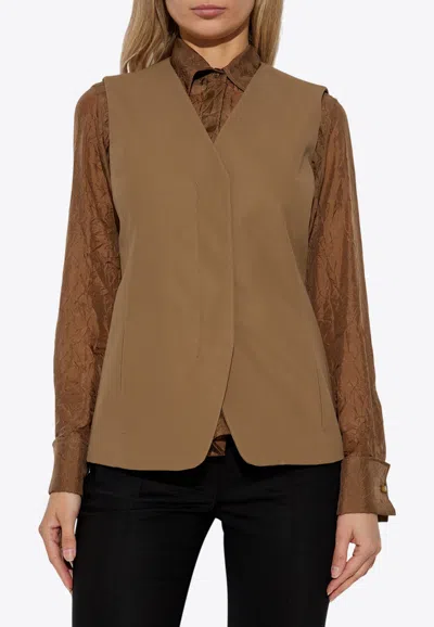 Max Mara Reno V-neck Vest In Brown