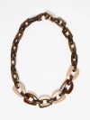 Max Mara Resin And Metal Chain Necklace In Striped Brown