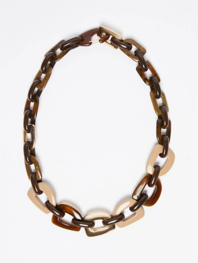 Max Mara Resin And Metal Chain Necklace In Brown