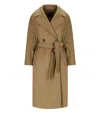 Max Mara Resina Camel Belted Coat In Brown