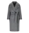 Max Mara Resina Grey Belted Coat In Animal Print
