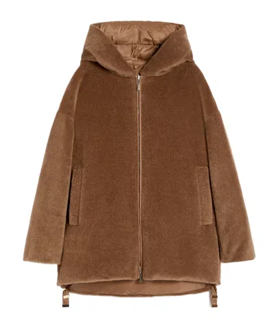 Max Mara Reversible Alpaca And Wool Padded Jacket In Brown