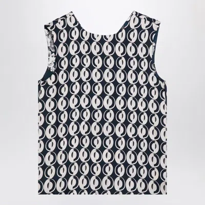 MAX MARA REVERSIBLE BLUE SILK SLEEVELESS TOP