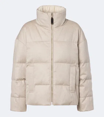 Max Mara Reversible Cashmere Down Jacket In Beige