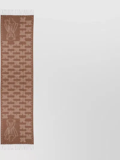 Max Mara Reversible Cashmere Scarf Fringe Detail In Brown