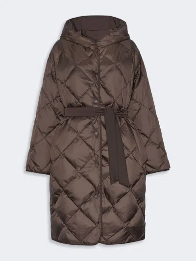 Max Mara Reversible Down Jacket In Technical Twill In Brown