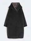 Max Mara Reversible Down Jacket In Water-repellent Canvas In Gray