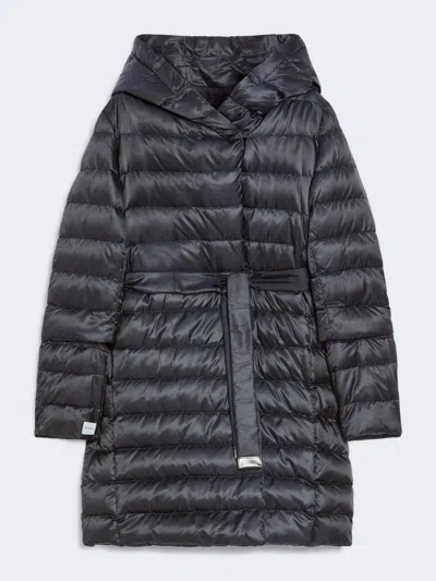 Max Mara Reversible Down Jacket In Water-repellent Satin In Black