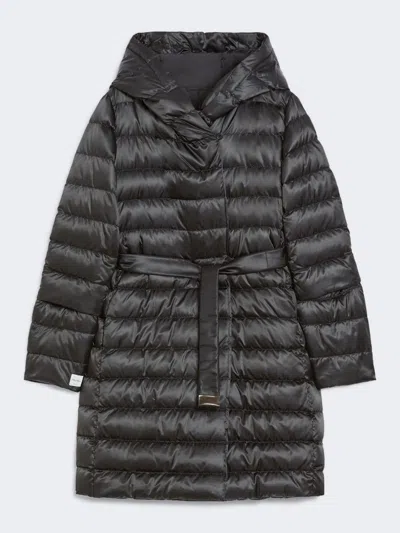 Max Mara Reversible Down Jacket In Water-repellent Satin In Black