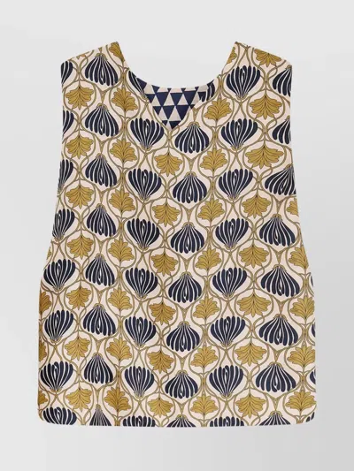Max Mara Reversible Floral Sleeveless Top In Neutral