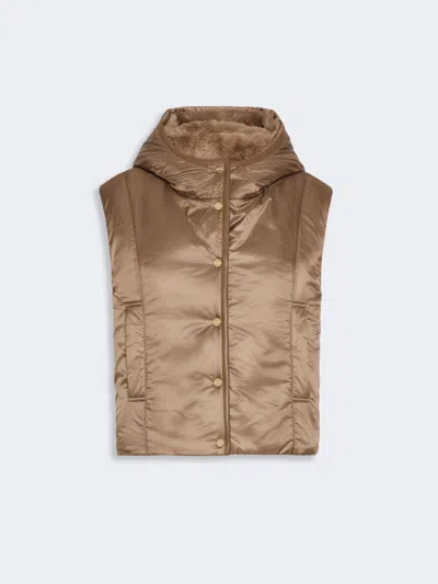 Max Mara Reversible Gilet In Water-repellent Plain-weave Fabric In Nude