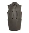 Max Mara Reversible Leather-shearling Gilet In Gray