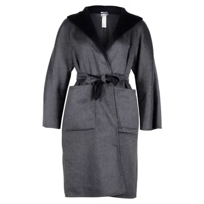 Max Mara Reversible Lilia Coat In Grey And Black Cashmere
