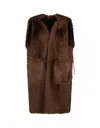Max Mara Reversible Open-front Vest In Brown