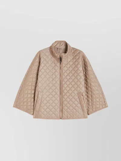 Max Mara Reversible Padded Cape High Collar In Neutral