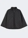 Max Mara Reversible Padded Cape In Water-repellent Canvas In Black
