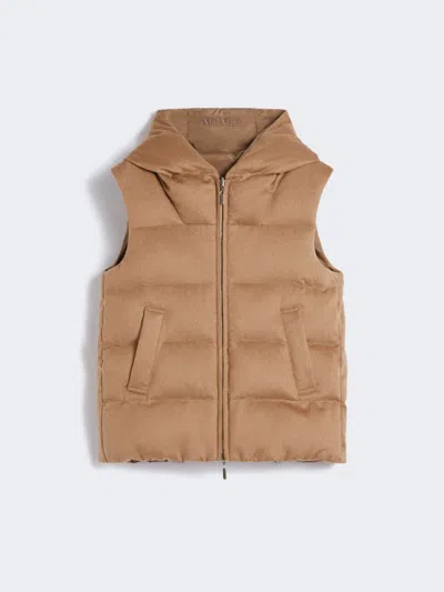 Max Mara Reversible Padded Gilet In Camel And Water-repellent Taffeta In Brown