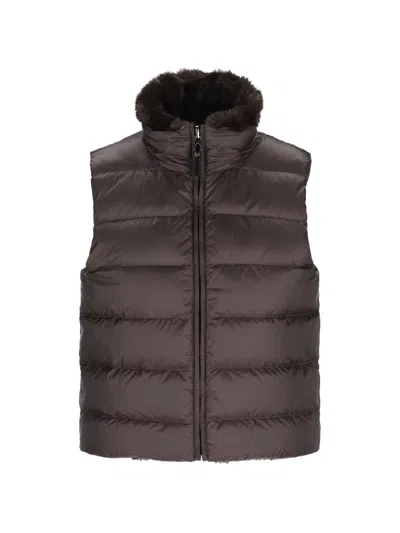 Max Mara Reversible Padded Horizontal-quilted Gilet In Brown