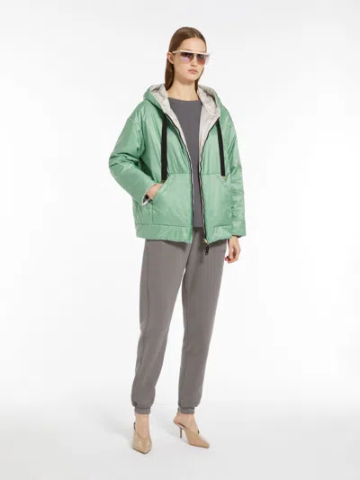 Max Mara Reversible Parka In Water-resistant Canvas In Pastel Green