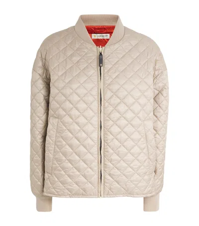 Max Mara Reversible Quilted Bomber Jacket In Brown