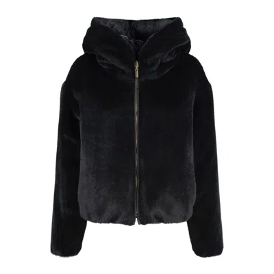 Max Mara Reversible Short Padded Jacket In Alpaca And Wool In Black