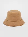 Max Mara Reversible Teddy Fabric And Camel Colour Hat In Camel