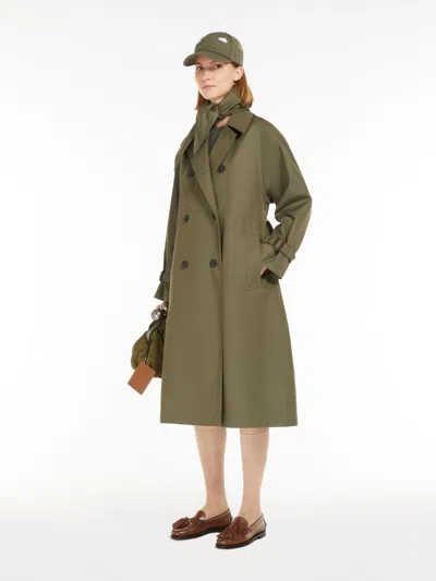 Max Mara Reversible Trench Coat In Water-repellent Gabardine In Green