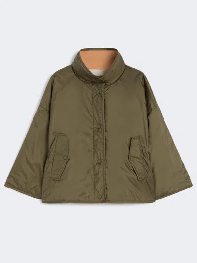 Max Mara Reversible Water-repellent Canvas Jacket In Green