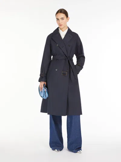 Max Mara Reversible Water-repellent Fabric Trench Coat In Blue