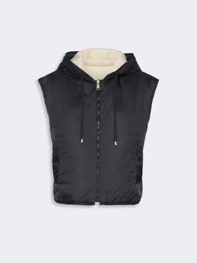 Max Mara Reversible Water-repellent Canvas Padded Gilet In Black