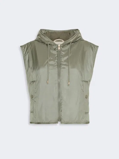 Max Mara Reversible Water-repellent Canvas Padded Gilet In Kaki