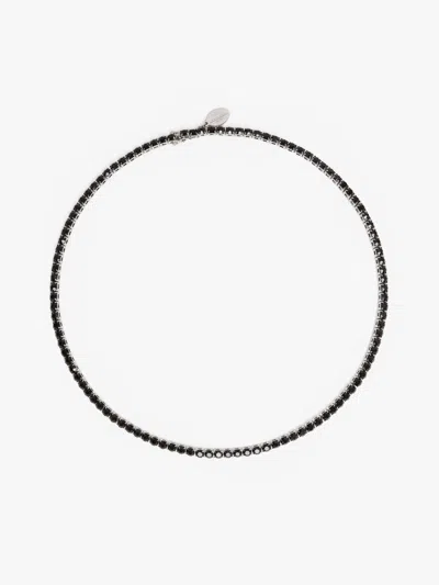 Max Mara Rhinestone-adorned Tennis Necklace In Black