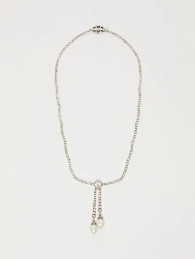 Max Mara Rhinestone-adorned Tennis Necklace In Metallic