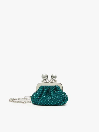 Max Mara Rhinestone And Satin Nano Pasticcino Bag In Burgundy