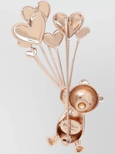 Max Mara Rhinestone Brooch In Gold