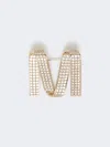 Max Mara Rhinestone M-shaped Brooch In Brown