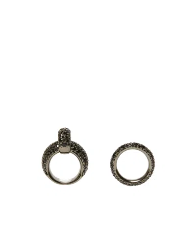 Max Mara Rhinestone Ring Set In Black