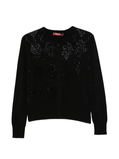 Max Mara Rhinestone-embellished Cardigan In Black