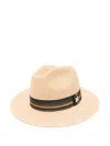 Max Mara Straw Hat With Grosgrain Ribbon Trim In Beige
