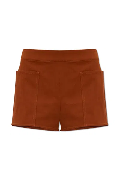 Max Mara Riad Stretch-cotton Low Waisted Shorts In Brown