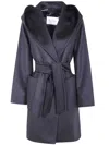 Max Mara "rialto" Belted Hoodie Classic Coat Clothing In Blue