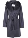 Max Mara "rialto" Belted Hoodie Classic Coat Clothing In Purple