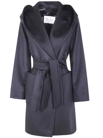 Max Mara "rialto" Belted Hoodie Classic Coat Clothing In Purple