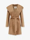 Max Mara Rialto Coat With Hood And Patch Pockets In Brown